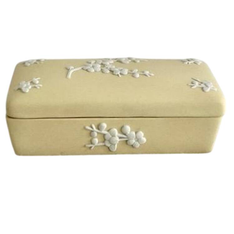 Cream Color on Primrose Jasperware 3" Rectangular Box & Lid