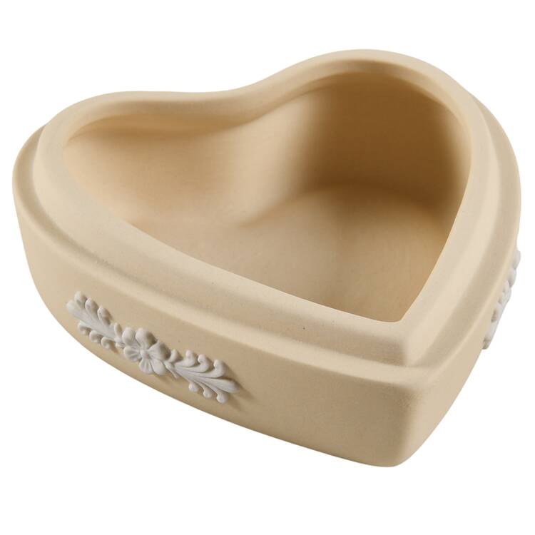 Cream Color on Primrose Jasperware Small Heart Shape Box-No Lid