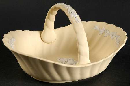 Cream Color on Primrose Jasperware 3" Handled Basket
