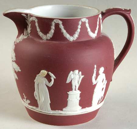 Cream Color on Crimson Jasperware 20 Oz Dutch Sacrifice Jug