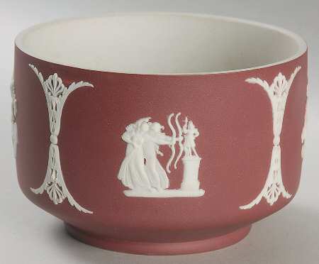 Cream Color on Crimson Jasperware Bon Bon No Lid