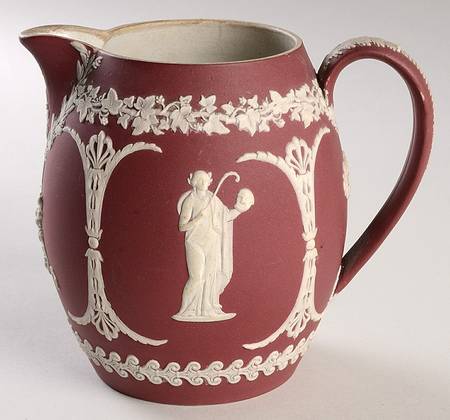 Cream Color on Crimson Jasperware 28 Oz Orange Jug
