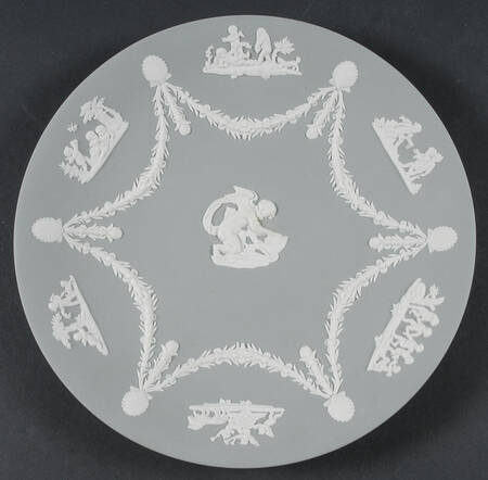 Cream Color on Grey Jasperware Cupid Serving Plate