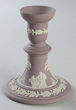 Cream Color on Lilac Jasperware Single Reading Candlestick