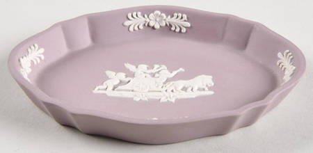 Cream Color on Lilac Jasperware Silver Tray