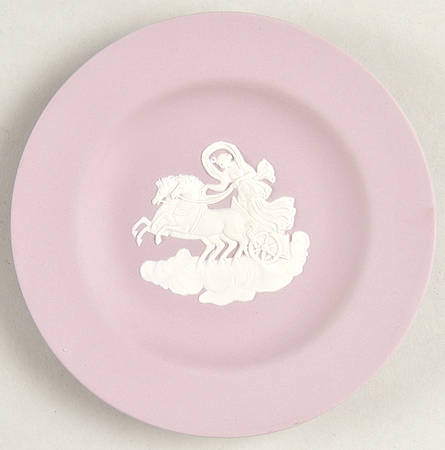 Cream Color on Lilac Jasperware 4" Round Tray