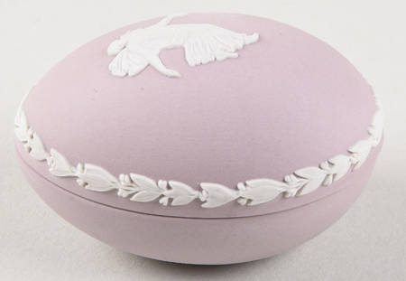 Cream Color on Lilac Jasperware Egg Box & Lid
