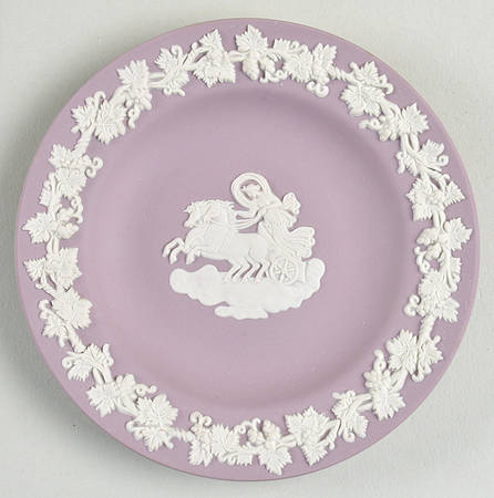 Cream Color on Lilac Jasperware 4" Round Tray