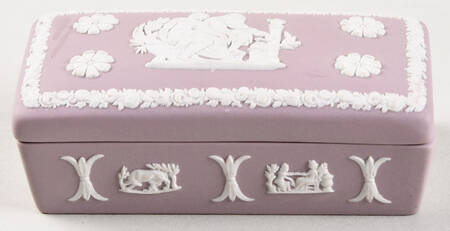 Cream Color on Lilac Jasperware 3" Rectangular Box & Lid