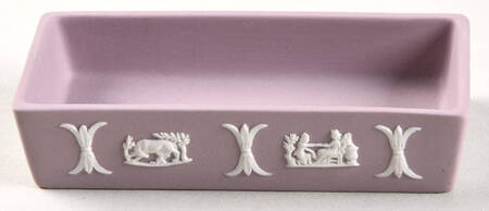 Cream Color on Lilac Jasperware 3" Rectangular Box-No Lid