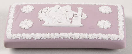 Cream Color on Lilac Jasperware Lid for 3" Rectangular Box