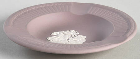 Cream Color on Lilac Jasperware 3 Slot Round Ashtray