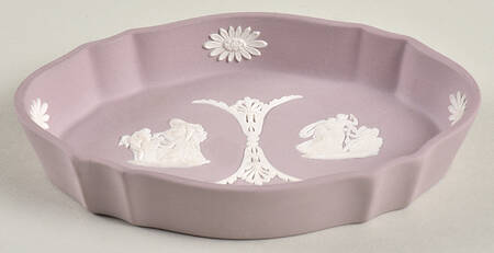 Cream Color on Lilac Jasperware Silver Tray
