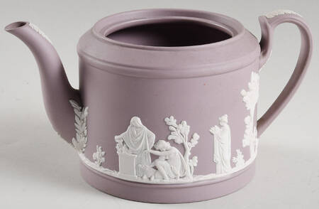 Cream Color on Lilac Jasperware Brewster Teapot No Lid