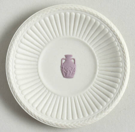 Cream Color on Lilac Jasperware Round Fluted Compotier
