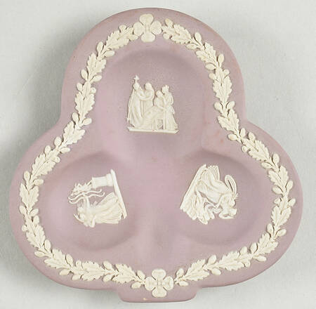 Cream Color on Lilac Jasperware Small Club Shape Ashtray