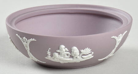 Cream Color on Lilac Jasperware Powder Box No Lid