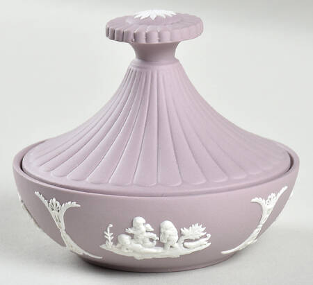 Cream Color on Lilac Jasperware Powder Box with Lid