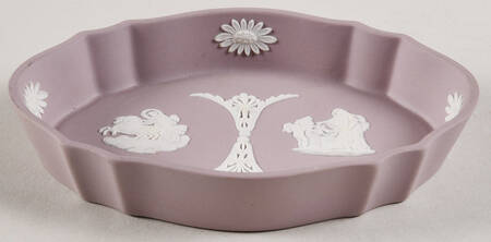 Cream Color on Lilac Jasperware Silver Tray