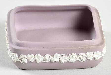 Cream Color on Lilac Jasperware Square Box, No Lid