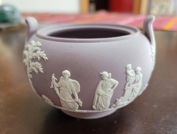 Cream Color on Lilac Jasperware Sugar Bowl No Lid