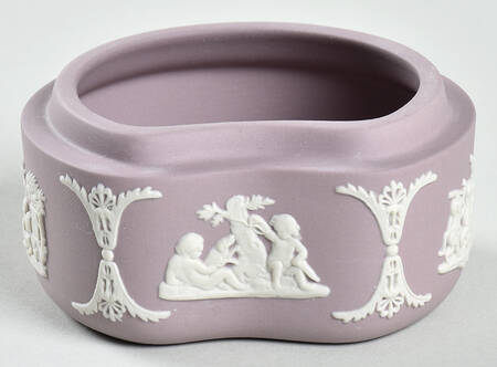 Cream Color on Lilac Jasperware Bean Box No Lid