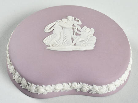 Cream Color on Lilac Jasperware Lid for Bean Box