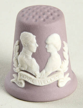 Cream Color on Lilac Jasperware Thimble