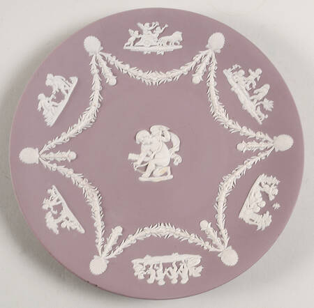 Cream Color on Lilac Jasperware Cupid Serving Plate