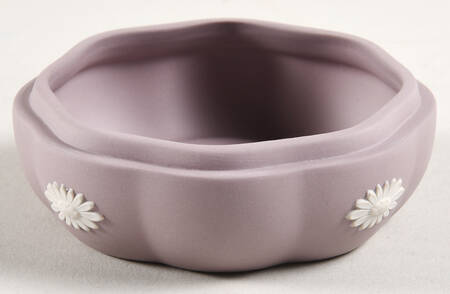 Cream Color on Lilac Jasperware 3" Candy Box No Lid