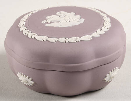 Cream Color on Lilac Jasperware 3" Candy Box & Lid