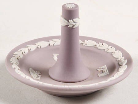 Cream Color on Lilac Jasperware Ring Holder