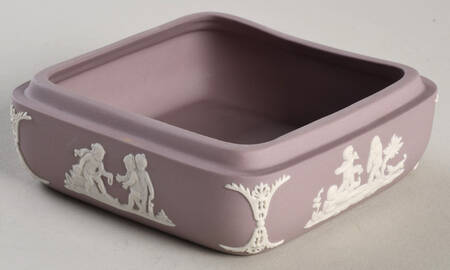 Cream Color on Lilac Jasperware Square Box, No Lid