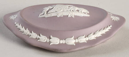 Cream Color on Lilac Jasperware Silver/Candy Box-Lid