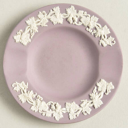 Cream Color on Lilac Jasperware 2 Slot Round Ashtray