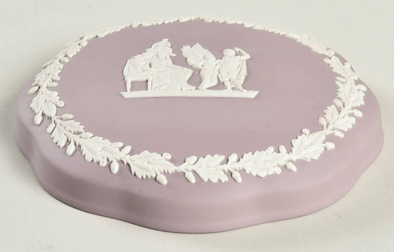 Cream Color on Lilac Jasperware Lid for Large Scalloped Candy Box