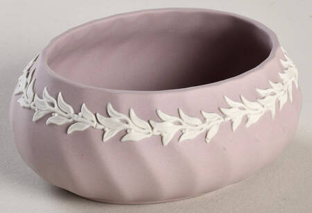 Cream Color on Lilac Jasperware 4" Oval Box No Lid