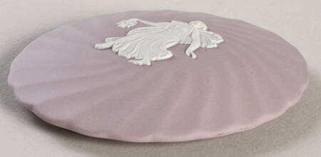Cream Color on Lilac Jasperware Lid for 4" Oval Box