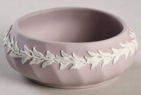 Cream Color on Lilac Jasperware 3" Round Box No Lid