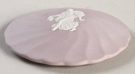 Cream Color on Lilac Jasperware Lid for 3" Round Box
