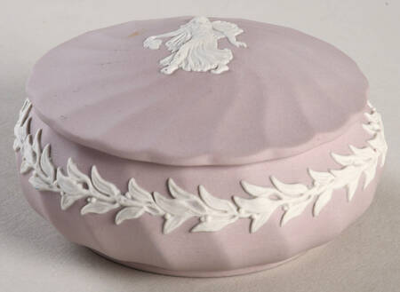 Cream Color on Lilac Jasperware 3" Round Box & Lid