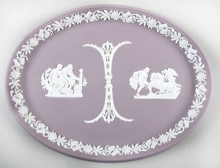 Cream Color on Lilac Jasperware 10" Oval Tray