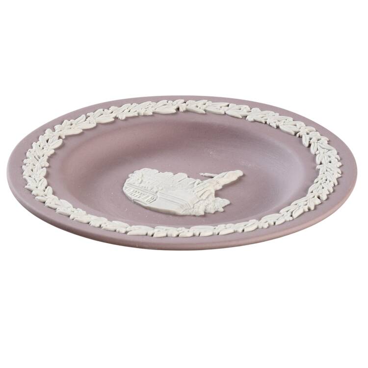 Cream Color on Lilac Jasperware 4" Round Tray