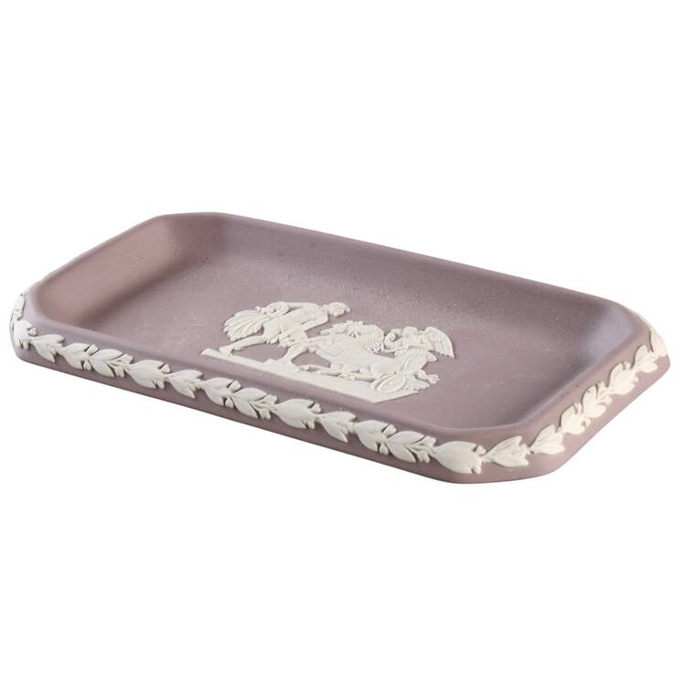 Cream Color on Lilac Jasperware 6" Oblong Tray