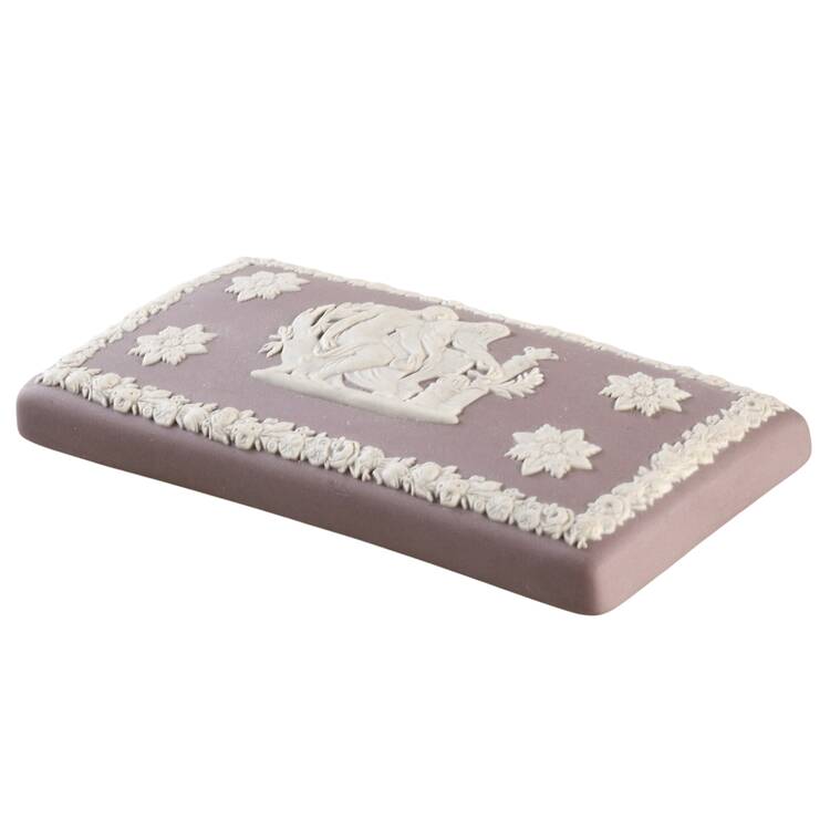 Cream Color on Lilac Jasperware Lid for 3" Rectangular Box