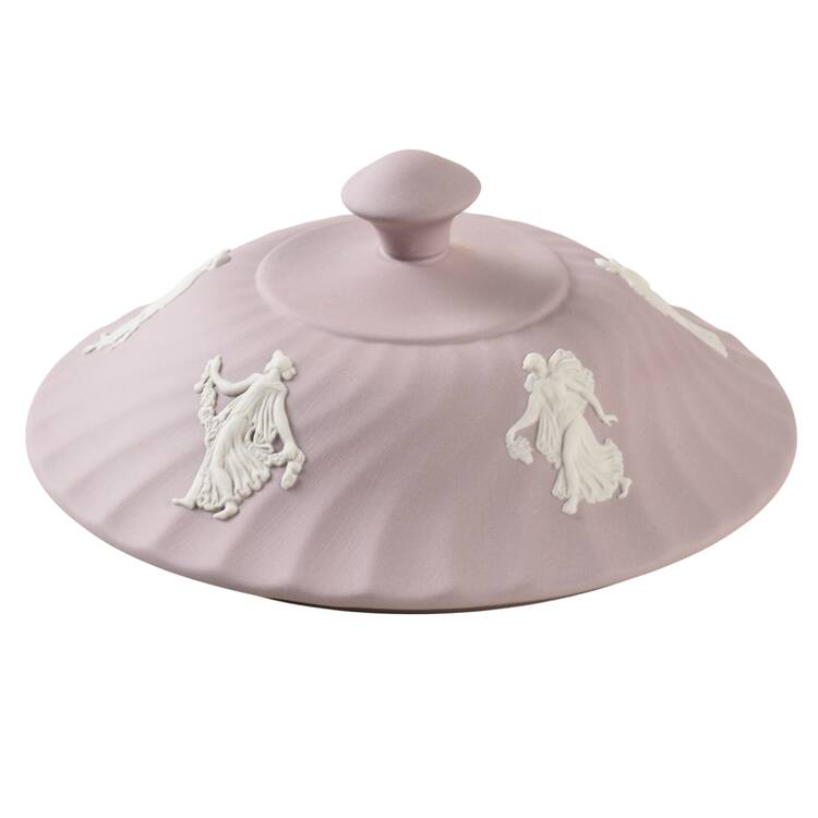 Cream Color on Lilac Jasperware Powder Box No Lid