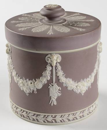 Cream Color on Lilac Jasperware Candy Jar & Lid