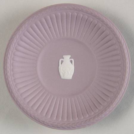 Cream Color on Lilac Jasperware Round Fluted Compotier