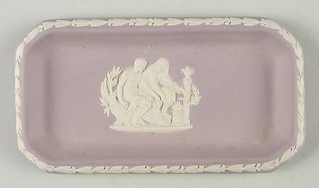 Cream Color on Lilac Jasperware 6" Oblong Tray