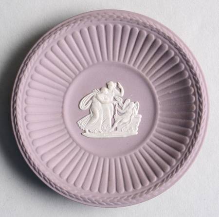 Cream Color on Lilac Jasperware Round Fluted Compotier